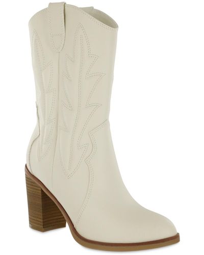 MIA Raylyn Block Heel Western Boots - White