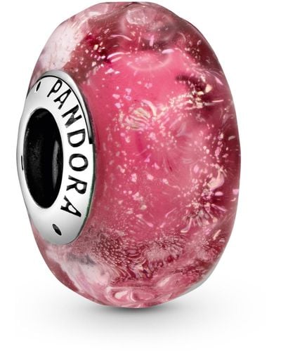 PANDORA Sterling Silver Wavy Fancy Murano Glass Charm - Pink