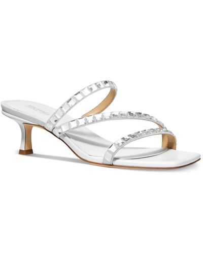 Michael Kors Michael Celia Embellished Kitten-heel Slide Sandals - White