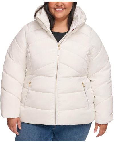 Tommy Hilfiger Plus Size Hooded Puffer Coat - Natural