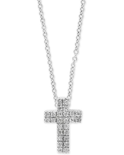 Effy Effy Diamond Pave Cross 18" Pendant Necklace (1/20 Ct. T.w. - White