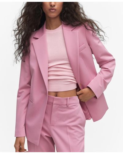 Mango Fitted Suit Jacket - Pink