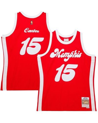 Mitchell & Ness Vince Carter Memphis Grizzlies Hardwood Classics Retro Name And Number T-shirt - Red
