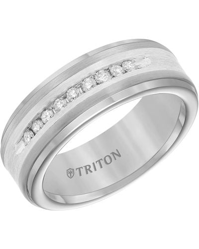 Triton Diamond Satin Finish Comfort Fit Wedding Band (1/4 Ct. T.w. - Gray