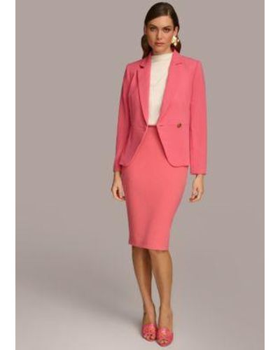 Donna Karan One Button Jacket Pencil Skirt - Pink