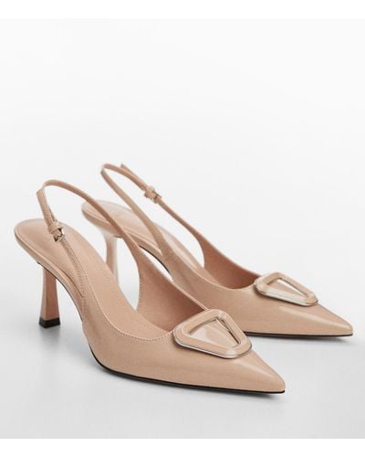 Mango Patent Leather-effect Slingback Shoes - Natural