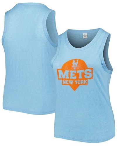 Soft As A Grape New York Mets Plus Size High Neck Tri-blend Tank Top - Blue