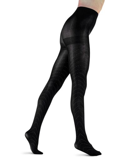 LECHERY European Made Dotted Ring Tights - Black