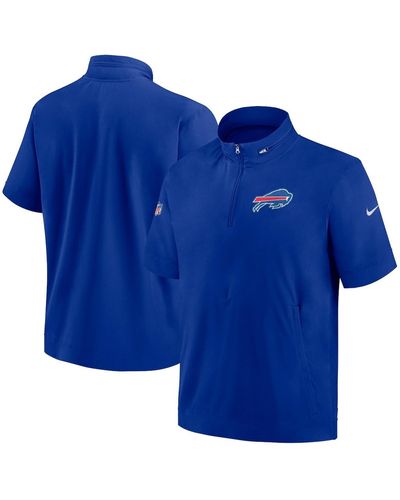 Nike Buffalo Bills Sideline Coach Short Sleeve Hoodie Quarter-zip Jacket - Blue