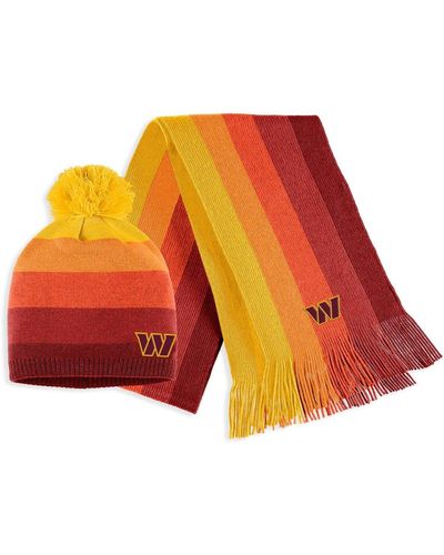 WEAR by Erin Andrews Washington Commanders Ombre Pom Knit Hat And Scarf Set - Orange