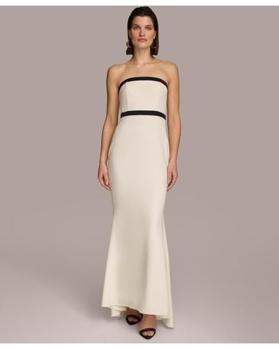 Donna Karan Contrast-trim Strapless Gown - Natural