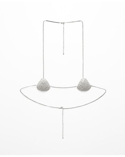 Mango Rhinestone Crystal Body Necklace - White