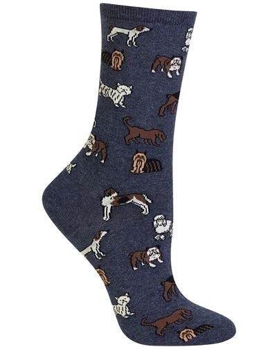 Hot Sox Dogs Fashion Crew Socks - Blue