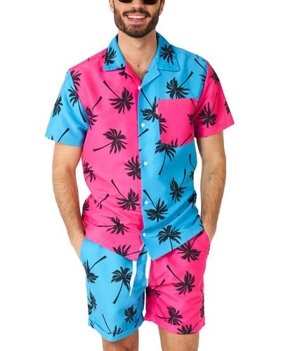 Opposuits Short-sleeve Parallel Palm Graphic Shirt & Shorts Set - Red