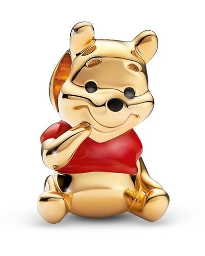 PANDORA 14k Gold-plated Unique Metal Blend Disney Winnie The Pooh Bear Charm - Orange