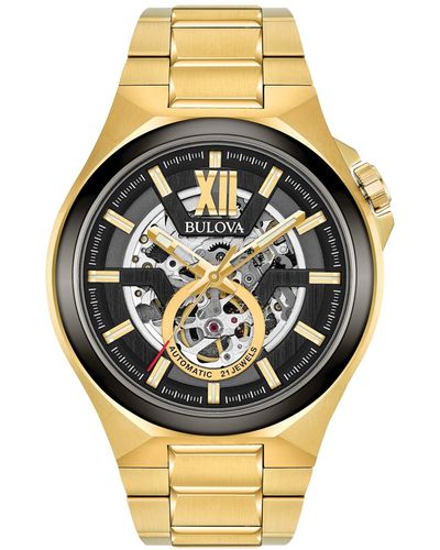 Bulova Automatic Gold-tone Stainless Steel Bracelet Watch 46mm 98a178 - Metallic
