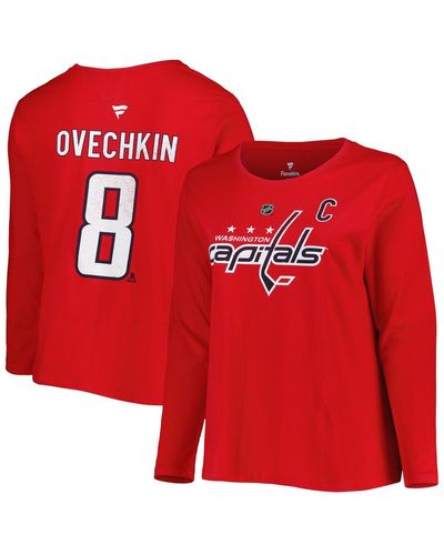 Profile Alexander Ovechkin Washington Capitals Plus Size Name And Number Long Sleeve T-shirt - Red