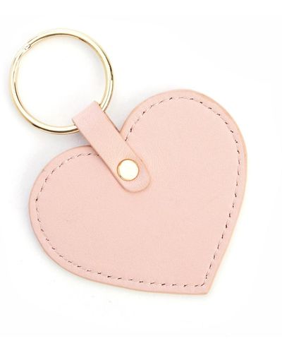 ROYCE New York Heart Shaped Leather Key Fob - Pink