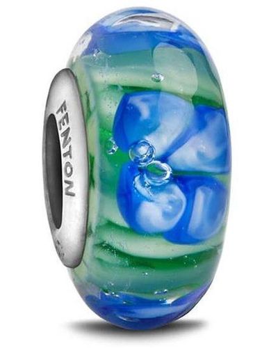 Fenton " Dahlia" Glass Crafted Bead - Blue