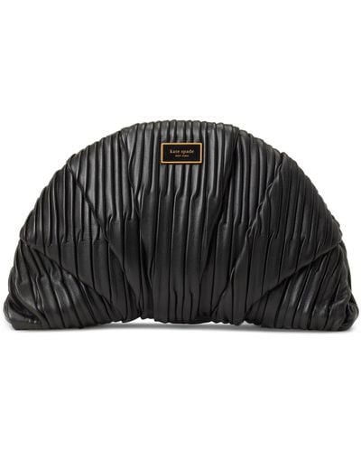 Kate Spade Patisserie Pleated Leather 3d Croissant Convertible Clutch - Black