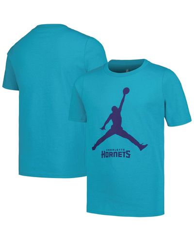 Nike Big Boys And Girls Charlotte Hornets Essential Jump Man Logo T-shirt - Blue