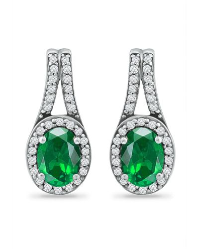 Giani Bernini Created Green Quartz And Cubic Zirconia Halo Earrings