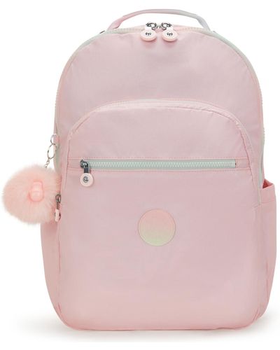 Kipling Seoul Extra Large Candy Metal Nylon 17" Laptop Backpack - Pink