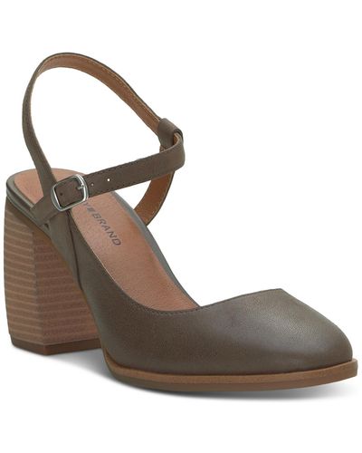 Lucky Brand Xarissa Ankle-strap Asymmetrical Block Heel Pumps - Brown