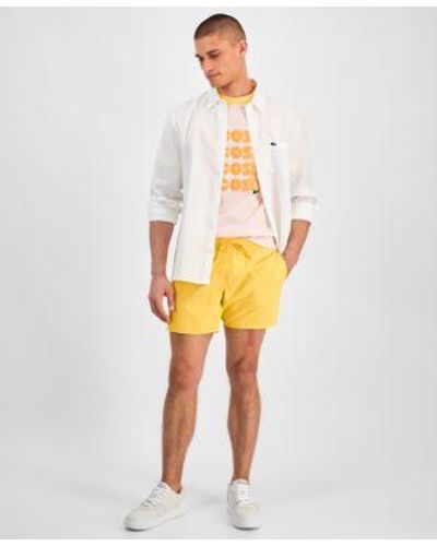 Lacoste Linen Shirt Logo T Shirt Quick Dry Swim Trunks - Yellow