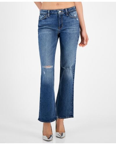 Guess Distressed Faded Bootcut Jeans - Blue