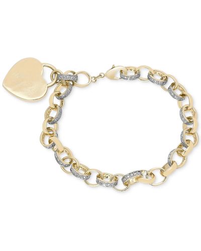 Macy's Diamond Accent Heart Tag Chain Bracelet 7" - Metallic