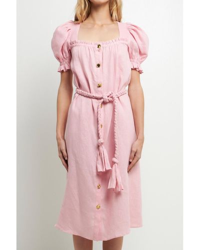 English Factory Linen Dress - Pink