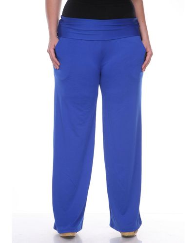White Mark Plus Size Solid Palazzo Pants - Blue