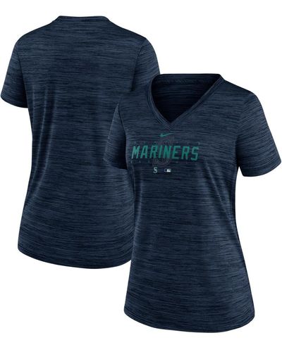 Nike Seattle Mariners Authentic Collection Velocity Practice Performance V-neck T-shirt - Blue