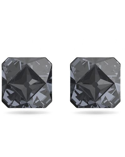 Swarovski Chroma Pyramid Cut Crystals Stud Earrings - Gray