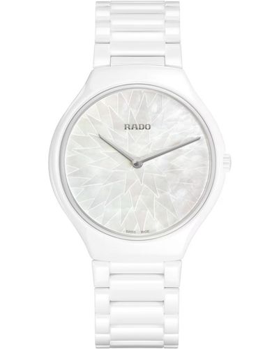 Rado Swiss Automatic True Round Thinline X Great Gardens Of The World White Ceramic Bracelet Watch 40mm