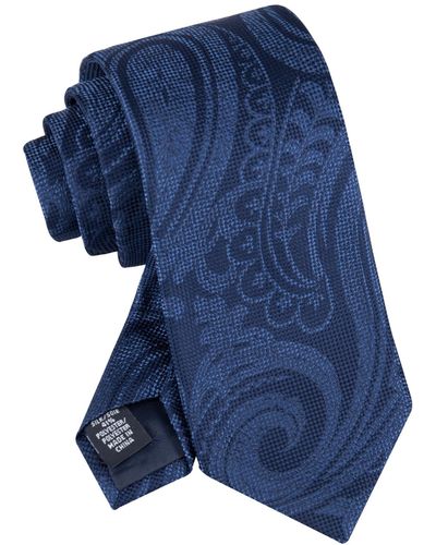 Tommy Hilfiger Textured Exploded Paisley Tie - Blue