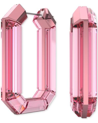 Swarovski Swarovaki Silver-tone Crystal Octagon Hoop Earrings - Pink