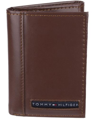 Tommy Hilfiger Genuine Leather Trifold Wallet - Brown
