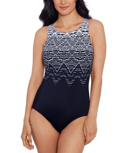 Swim Solutions High-neck One-piece Swimsuit - Blue