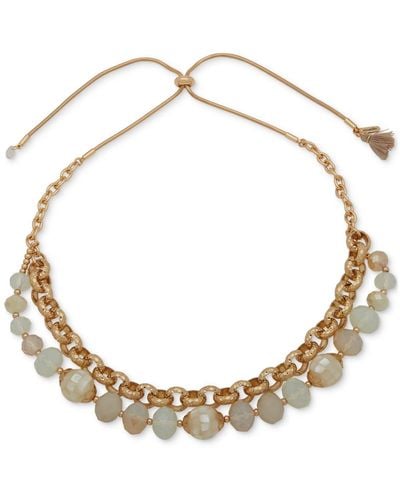 Lonna & Lilly Gold-tone Carved Bead Chain 28" Frontal Necklace - Metallic