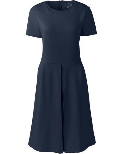 Lands' End School Uniform Short Sleeve Ponte Dress Top Of Knee - Blue