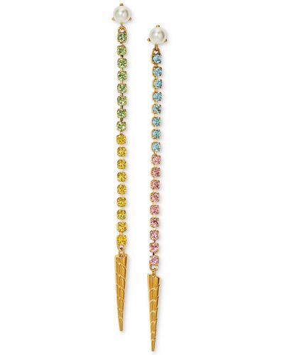Nadri Ajoa By 18k -plated Crystal & Imitation Pearl Linear Drop Earrings - Metallic