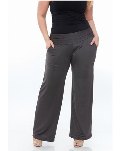 White Mark Plus Size Solid Palazzo Pants - Gray