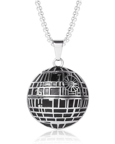 Star Wars Officially Licensed Death Star Stainless Steel Pendant Necklace - White