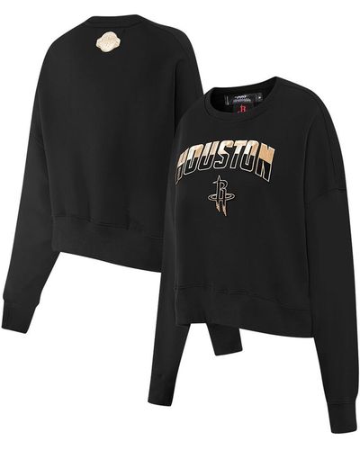Pro Standard Houston Rockets Glam Cropped Pullover Sweatshirt - Black