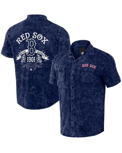 Fanatics Darius Rucker Collection By Distressed Boston Red Sox Denim Team Color Button-up Shirt - Blue