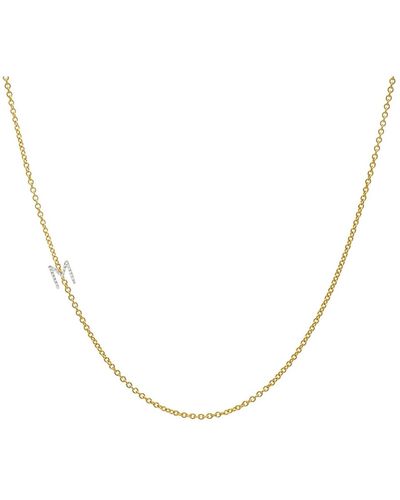 Zoe Lev Diamond Asymmetrical Initial 14k Yellow Gold Necklace - Metallic