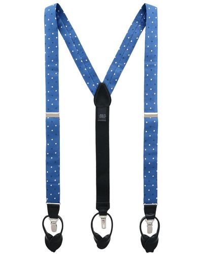 Trafalgar 32mm Polka Dot Convertible Suspenders - Blue