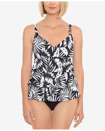 Swim Solutions Triple-tier Tummy-control Fauxkini One-piece Swimsuit, Created For Macy's - Black